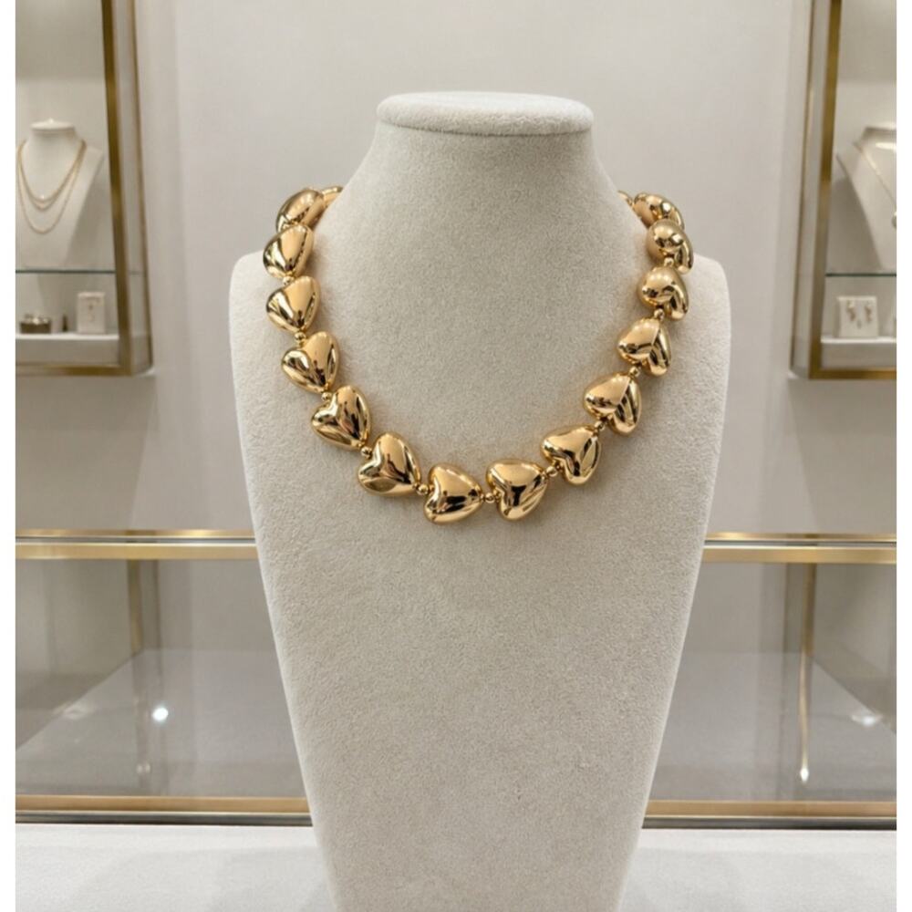 Ophelia Roe Gold Puff Heart Necklace New